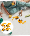 Child playing with 4 Piece Front End Loader Plastic Engineering Vehicle Models for Compact Construction Trucks built for kids.