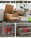 Diagram showing toy box suitability for Two Pack Slow Close Toy Box Hinges With 15 Inch 150N Gas Springs For Heavy Lids.