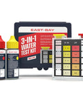 No Sweat Three Way Pool And Spa Water Testing Kit For Fast Chlorine Bromine PH Balance Smooth Home Maintenance For Freshwater And Saltwater Pools Swim Ready Care Made Simple with color-coded solutions and test chart.