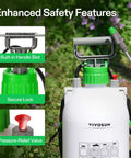 1.35 Gal 5L Pump Sprayer For Plants And Lawn Care Weeds And More Three Nozzles 50 Inch Hose Pressure Relief Valve Adjustable Spray