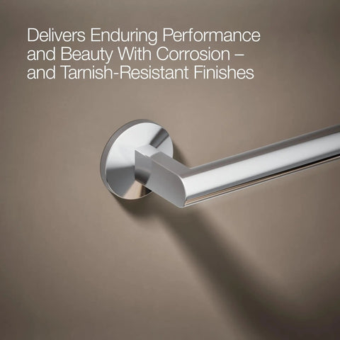 Components 30 Inch Towel Bar In Polished Chrome Sleek Bathroom Hardware With Premium Metal Construction Corrosion Resistant Finish Coordinates With Components Faucets And Shower Trim close-up view