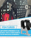 Ride Ready Aluminum Molle Panel Mounts With Quick Fist Clamps Lock In Gear For Add Offroad And Dv8 Rack shown with a red bag and tools.
