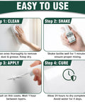 Illustration of steps to use All Surface White Touch Up Paint Pen For Cabinets, Furniture, Walls, Doors, Metal And Enamel Appliances