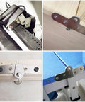 Close-up of three pairs folding flip hinges for toy boxes and storage boxes, showing 90 degree swing and predrilled holes on furniture.