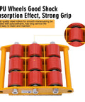 Heavy Duty Machine Dolly Skate With 15 Ton Capacity Moves Industrial Equipment And Warehousing Cargo Smoothly Utilizing All Steel Construction For Reliable Rolling Transport Of Heavy Machinery Anywhere Today showing 9 PU wheels on a sturdy base.