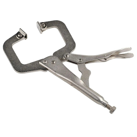 Solid 9 Inch Locking C Clamp Steel Welding Pliers Grip Wood Tenon Locator With Wide Jaws, stainless steel tool for metalworking.