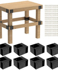 Heavy Duty 8 Piece 3 Way Workbench Bracket Kit For 2x4 Lumber Steel Corner Brackets With Black Powder Coat Rust Resistant High Load Bearing For DIY Garages And Shops, 8 black steel corner brackets with screws