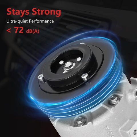 Fresh Heavy Duty Air Conditioning Compressor With Clutch Quick Bolt Swap For Hyundai Sonata And Kia Optima 2012 To 2018 showing ultra-quiet performance.