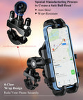 Beefy Heavy Duty Motorcycle Phone Mount With Vibration Dampener And Anti Shake Handlebar Cradle For Bikes Scooters And ATVs Fits 5.4 To 6.9 Inch Smartphones Sturdy Grip Easy Install displaying secure 8-claw wrap holding phone.