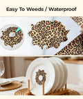 Leopard Print Permanent Vinyl Sheets Bundle 12X10 Inch, 10 Pack With 2 Transfer Papers Included showing vinyl on plates.