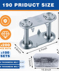 Beefed Up Heavy Duty Bolt Solid Steel Plate Fasteners Pack showing dimensions for conveyor belt repair
