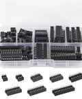 DIP IC Socket Adapter Kit With 6 8 14 16 18 20 24 28 Pin Sockets Solder Type Connector Set in plastic organizer
