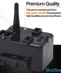 WR07X10097 12uF 250VAC Relay And Overload Assembly Replacement For GE Refrigerators, black plastic unit, close-up view
