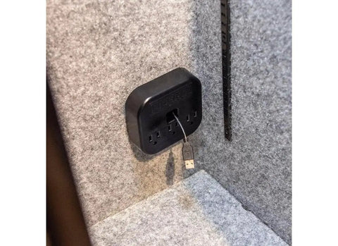 Interior Safe Power Outlet Kit With USB And Ethernet For Dehumidifiers And Lights installed inside a safe, close-up view.