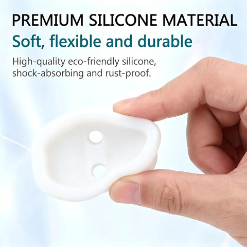 Heavy Duty Silicone Door Latch Covers for Your Ride Prevent Metal on Metal Screeching Sound with Self Adhesive Backing to Silence Door Jams on Cars Trucks Suv White Pack of Four held in hand