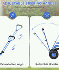 Adjustable steering handle for Rolling Garden Work Seat With Wheels For Easy Yard Tasks, showing extendable and rotatable features.