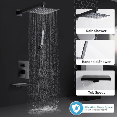 Top Shelf Matte Black Shower Faucet Set With Solid Brass Valve And Heavy Duty 304 Stainless Steel Tub Spout Rock Solid Rust Free Bathroom Hardware Upgrade