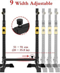 All In One Home Gym Squat Rack With Adjustable Upright Bars For Safe Bench Press And Weightlifting, width adjustment detail.