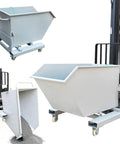 Heavy Duty Self Dumping Hopper With Slick Swivel Casters Built Tough For Dual Forklift And Manual Material Moves, steel frame and swivel casters.