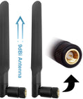 Two High Gain 9 dBi Wideband Omni Antennas for 3G 4G LTE Networks 698 2700 MHz with SMA Male Connector, black color