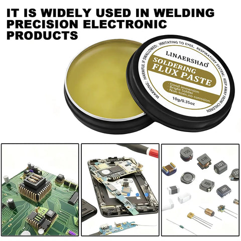 10g No Clean Solder Flux Paste Yellow Wetting Formula For Electronics Soldering Improves Weldability And Insulation Leaves Minimal Residue With Low Smoke Odor Free Solder Grease For DIY Hobbyists And Pros, metal tin open