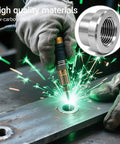 4 Pack Half Inch NPT Weld On Female Bung Fitting Badass 304 Stainless Steel Auto Fuel Tank Adapter being welded in garage.