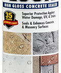 Turbo Concrete Sealer Spray Offering High Gloss Wet Look Finish For Exterior Masonry And Pavers Solvent Based Topcoat in a 24 oz can.