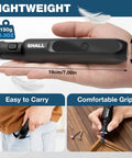 Superior Kickass Cordless Rotary Tool Kit With Five Adjustable Speeds And One Hundred Four Versatile Attachments For Precision Sanding Carving Drilling Polishing And Smooth DIY Projects Around The Shop held in hand for size reference.