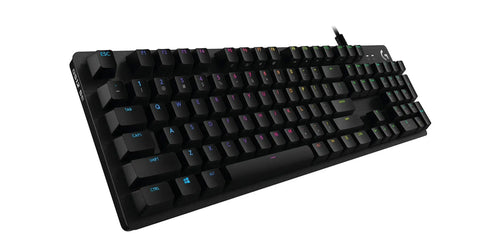 Fire Black Rgb Mechanical Gaming Keyboard With Clicky Switches And Lightsync Customizable Backlighting Plus Easy Access Usb Passthrough Port For Serious Playtime Vibes Renewed with RGB lighting and USB connection.