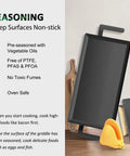 Heavy Duty Large Carbon Steel Griddle For Outdoor Gas Grill And Stove Pre-Seasoned Non Stick Surface with seasoning care tips.