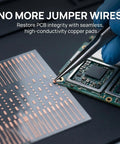 Pro Grade PCB Solder Pad Sheet With 208 Repair Spots For Microsoldering And Jump Wires shown near smartphone board