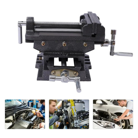 5 Inch Cross Slide Drill Press Vise With X Y Compound Bench Vise For Milling And Metalworking Heavy Duty Bi Directional 2 Way Slide Clamp And Precision Scale For Accurate Trajectory Adjustments, cast iron
