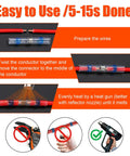 Diagram showing installation of Heat Shrink Solder Seal Wire Connector Kit Waterproof Insulated Solderless Wiring Splice Connectors