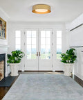 Dope White And Gold Flush Mount Ceiling Light With Modern Minimalist Flair for entryway, gold rim, 16.5 inch fixture
