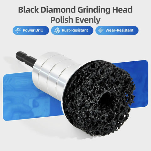 Dope Wheel Hub Cleaning Tool With Dual Head Adapter With black diamond grinding head for rust removal and polishing