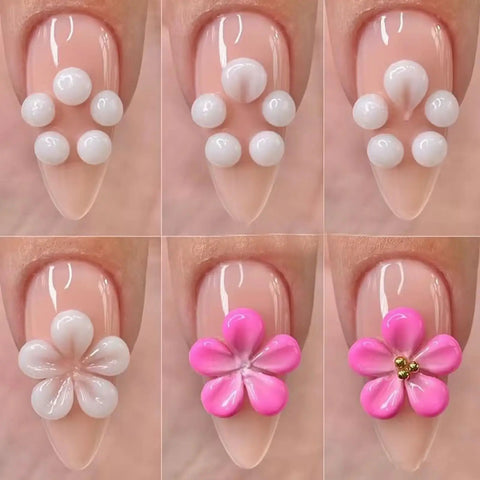 Step-by-step 3D flower design using 3D Gel For Nail Art Builder Kit All In One Nail Extension Gel Set Non Sticky HEMA Free MMA Free