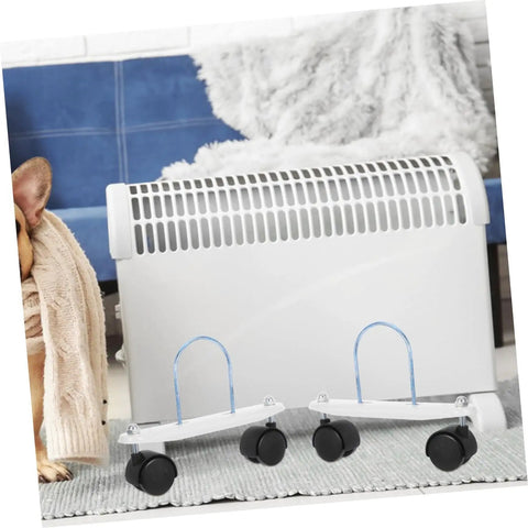 Heavy Duty Universal Replacement Heater Wheels With Smooth Swivel Casters For Oil Filled And Gas Space Heaters on a white heater.