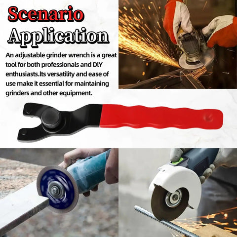 Two Pack Red Adjustable Pin Spanner Wrench For Angle Grinder Lock Nut Heavy Hitter Disc Removal Spanner with knuckle-friendly grip.