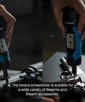 10574A 1/4 Inch Drive Torque Wrench And Screwdriver Set in use for firearm maintenance with visible torque adjustment scale