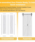 Bifold Barn Door With Preassembled Panels And Sliding Hardware Kit Set Solid Core Sliding Door Water Resistant 40x84 inch assembly guide