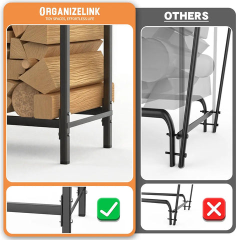 8Ft Firewood Rack With All Weather Cover For Indoor Outdoor Use, Heavy Duty Square Steel Log Holder and Storage Organizer comparison image