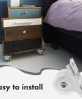 Ultra Silent 1 Inch PVC Swivel Caster Wheel for Furniture attached to a wooden nightstand, easy to install for better mobility.