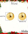 Gold Plated Dope Half Ball Dome Stud Earrings For Women Hypoallergenic Nickel Free Polished Round Button Post Minimalist Jewelry Gift For Christmas Birthday Party 18mm