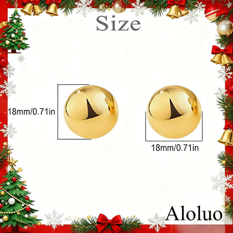 Gold Plated Dope Half Ball Dome Stud Earrings For Women Hypoallergenic Nickel Free Polished Round Button Post Minimalist Jewelry Gift For Christmas Birthday Party 18mm
