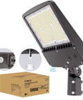 Super Bright 200W LED Parking Lot Light With Dusk To Dawn Sensor, 30,000LM 5000K Daylight, Slip Fitter Mount, bronze housing