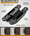 Heavy Duty Hidden Door Hinge Set With 6 Inch Concealed Hinges Three Way Adjustable For Hidden Bookcase Doors 180 Degree Swing