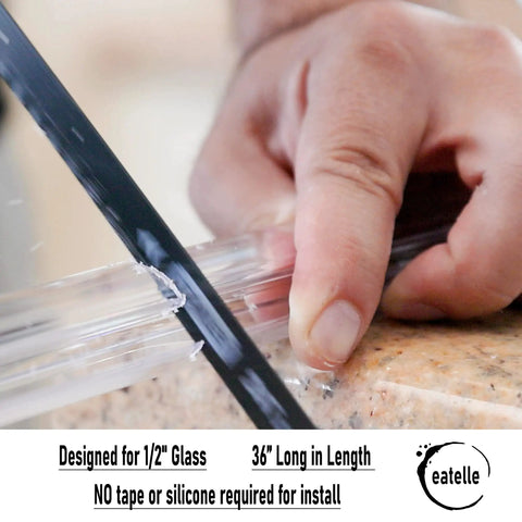 Shower Door Bottom Seal With Drip Rail For 1/2 Inch Glass, 36 Inch Sweep, Ultra Clear Polycarbonate being cut to fit