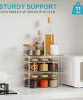 Heavy Duty 2 Pack Stackable Kitchen Counter Spice Rack And Cabinet Organizer Shelf Featuring Clear Plastic Base With Sturdy Stainless Steel Supports For Pantry Bathroom Vanity Organization That Truly Slaps showcasing spices.