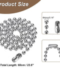 Stainless Steel Ball Chain 5.0mm 23.6 Inch Length 316L Round Bead Necklace Dog Tag Pull Chain With Connectors Clasps