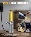 2 In 1 Rechargeable Camping Lantern And Flashlight With 6 Mode LED, showing Type-C charging and USB output functionalities